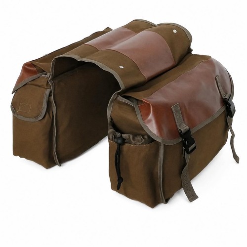 Double canvas pannier bags - canvas,