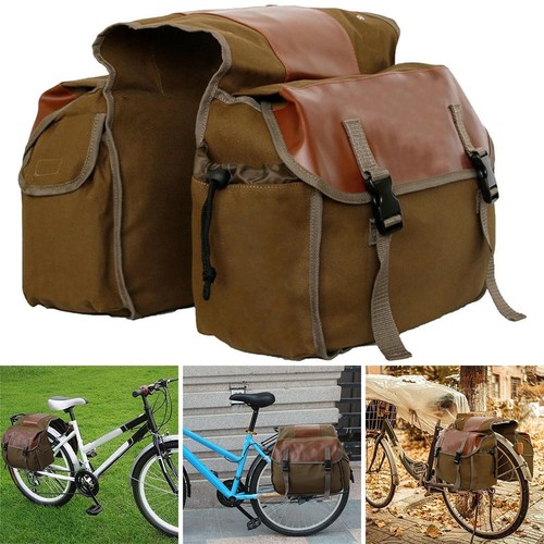 Canvas leather double panniers - canvas,